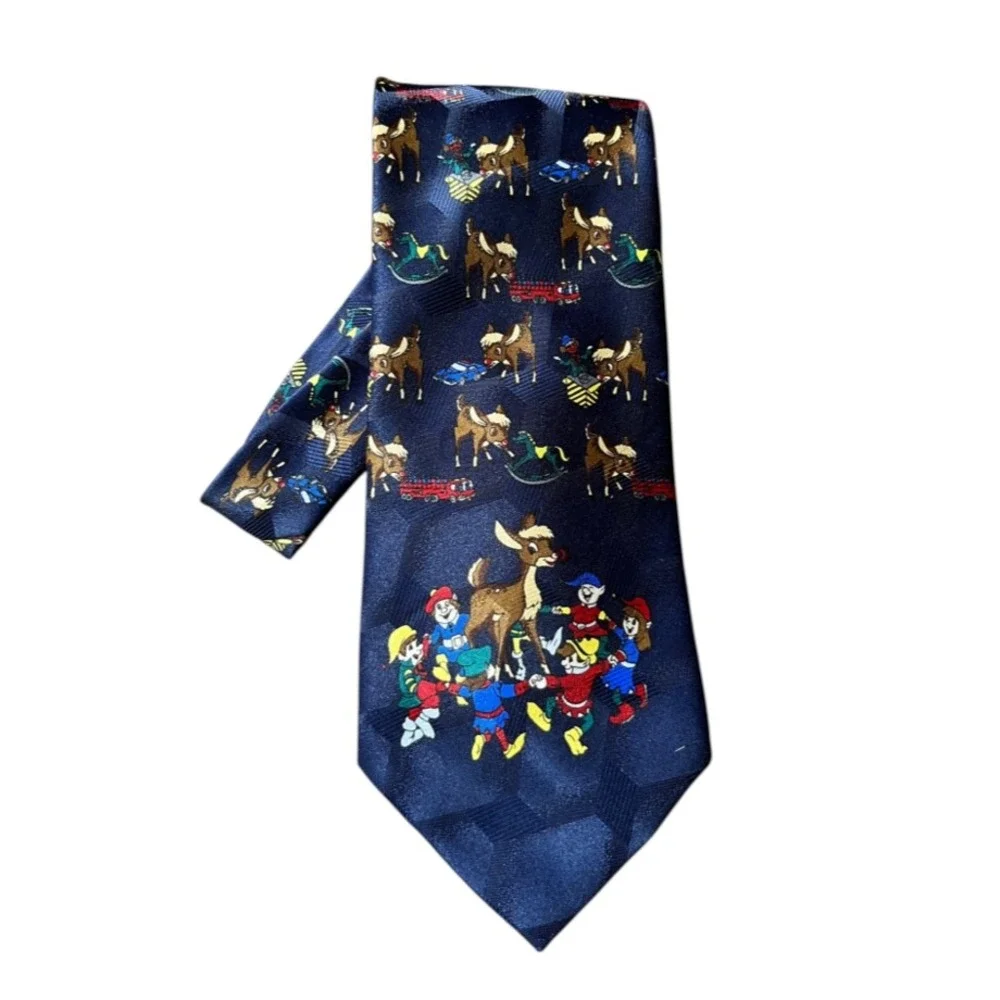 VTG LOT OF 3, Men's Neck Tie LOONEY TUNES Mickey Mouse RUDOLPH REINDEER Cartoons